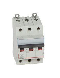Interruptor magnetotérmico automático Legrand DX³ 407857E, tripolar (3P), 10 A, curva C, 6 kA, 400 V AC