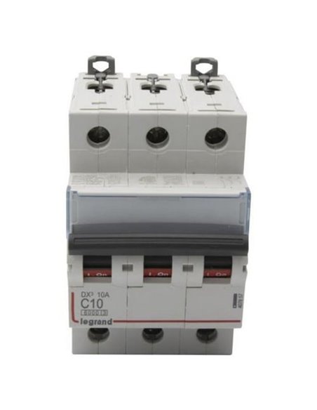 Interruptor magnetotérmico automático Legrand DX³ 407857E, tripolar (3P), 10 A, curva C, 6 kA, 400 V AC