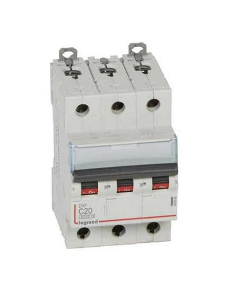 Interruptor magnetotérmico automático Legrand DX³ 407860E, tripolar (3P), 20 A, curva C, 6 kA, 400 V CA