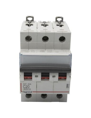 Interruptor magnetotérmico automático Legrand DX³ 407860E, tripolar (3P), 20 A, curva C, 6 kA, 400 V CA