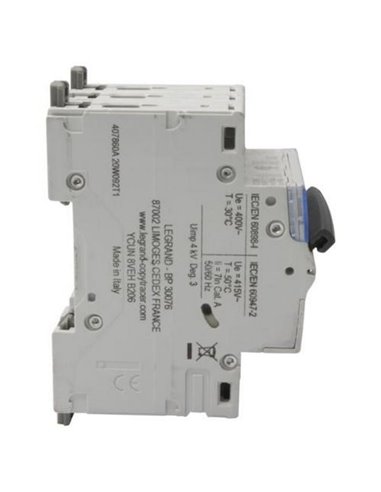 Interruptor magnetotérmico automático Legrand DX³ 407860E, tripolar (3P), 20 A, curva C, 6 kA, 400 V AC