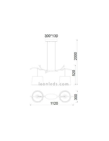Lámpara Colgante Doble de Techo Rústica Serie Sabina 2L Ø30CM Mantra Iluminación | LeonLeds