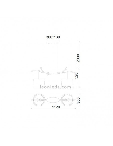 Plafonnier Rustique Double Suspension Série Sabina 2L Ø30CM Mantra Iluminación | leonleds
