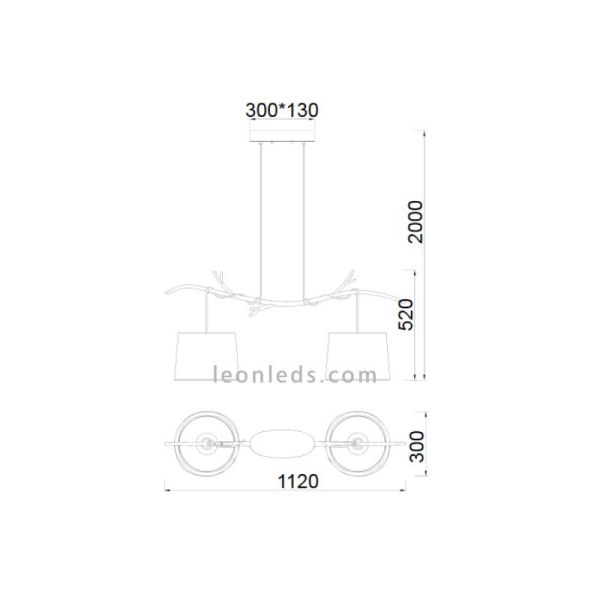 Lámpara Colgante Doble de Techo Rústica Serie Sabina 2L Ø30CM Mantra Iluminación | LeonLeds