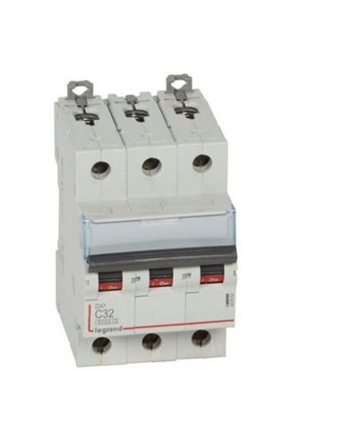 Interruptor magnetotérmico automático Legrand DX³ 407862E, tripolar (3P), 32 A, curva C, 6 kA, 400 V AC
