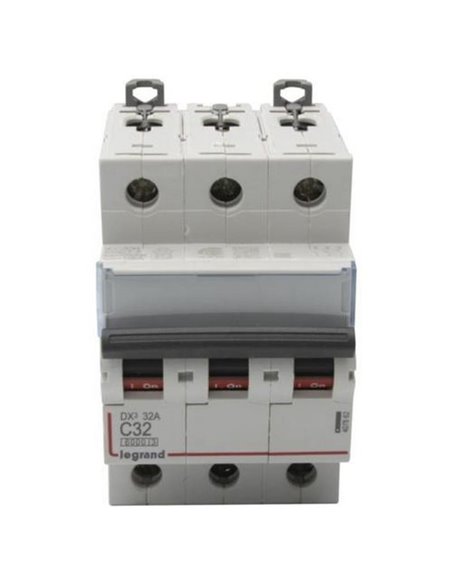 Interrupteur magnétothermique automatique Legrand DX³ 407862E, tripolaire (3P), 32 A, courbe C, 6 kA, 400 V CA