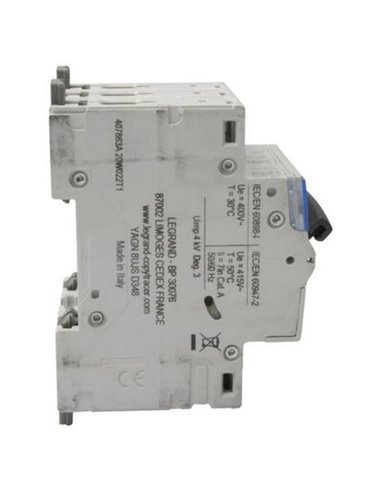 Interrupteur magnétothermique automatique Legrand DX³ 407863E, tripolaire (3P), 40 A, courbe C, 6 kA, 400 V CA