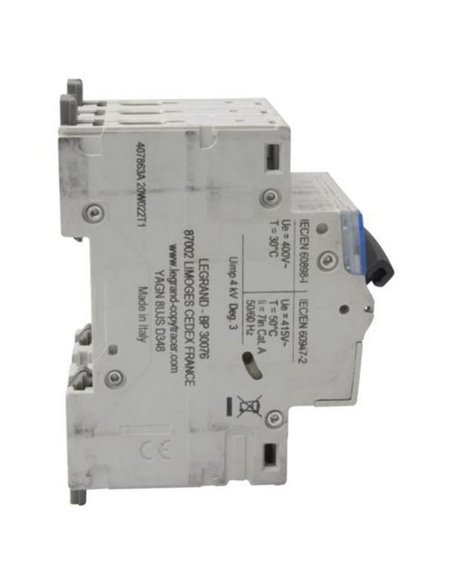 Interruptor magnetotérmico automático Legrand DX³ 407863E, tripolar (3P), 40 A, curva C, 6 kA, 400 V AC