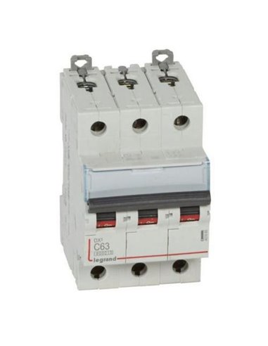 Interruptor magnetotérmico automático Legrand DX³ 407865E, tripolar (3P), 63 A, curva C, 6 kA, 400 V AC
