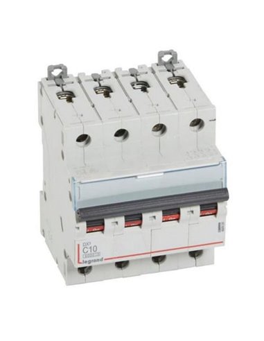 Disjoncteur magnétothermique automatique Legrand DX³ 407926E, tétrapolaire (4P), 10 A, courbe C, 6 kA, 400 V CA