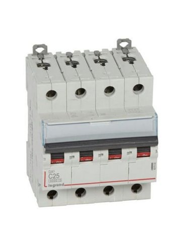Interruptor magnetotérmico automático Legrand DX³ 407930E, tetrapolar (4P), 25 A, curva C, 6 kA, 400 V AC