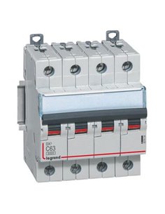 Disjoncteur magnétothermique automatique Legrand DX³ 407934E, tétrapolaire (4P), 63 A, courbe C, 6 kA, 400 V CA