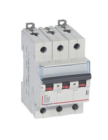 Interruptor magnetotérmico automático Legrand DX³ 408092, tripolar (3P), 32 A, curva D, 6/10 kA, 400 V AC