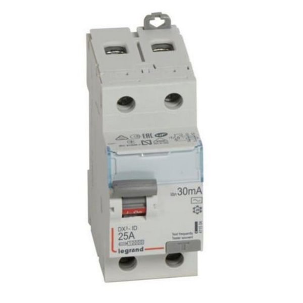 Interruptor diferencial Legrand DX³-ID 411504E, bipolar (2P), 25 A, 30 mA, tipo AC, 230 V