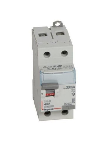 Interruptor diferencial Legrand DX³-ID 411505E, bipolar (2P), 40 A, 30 mA, tipo AC, 230 V