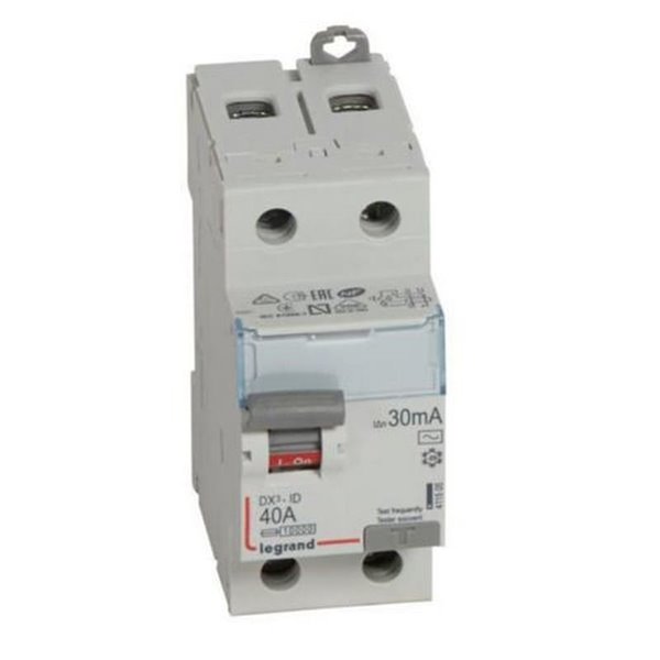 Interruptor diferencial Legrand DX³-ID 411505E, bipolar (2P), 40 A, 30 mA, tipo AC, 230 V