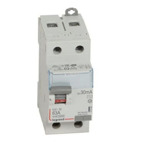 Interruptor diferencial Legrand DX³-ID 411506E, bipolar (2P), 63 A, 30 mA, tipo AC, 230 V
