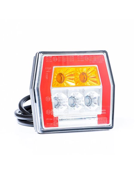 Piloto trasero LED FT-121 T LED con cable 1m, luz de matrícula, 4 funciones 12-36V, E9 11838 S1 R1 L 2a