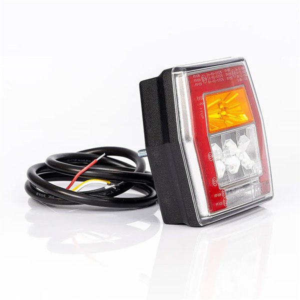 Lanterna traseira LED FT-121 T LED com cabo de 1m, luz de placa, 4 funções 12-36V, E9 11838 S1 R1 L 2a