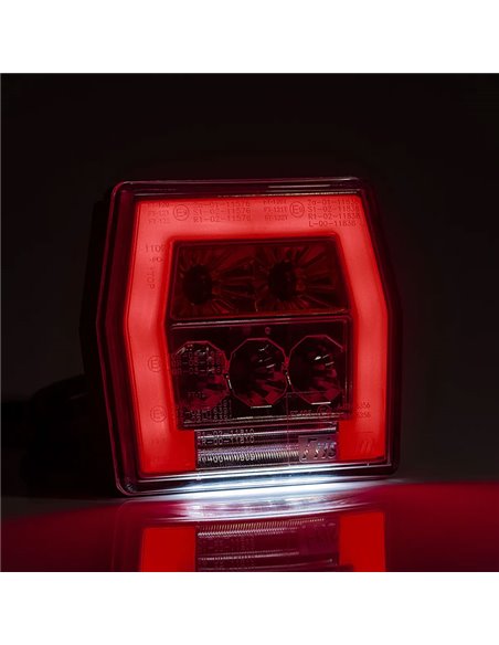 Lanterna traseira LED FT-121 T LED com cabo de 1m, luz de placa, 4 funções 12-36V, E9 11838 S1 R1 L 2a