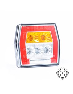 Piloto trasero LED con luz de matrícula FT-121 T LED BAJONET 5 pin, 4 funciones 12-36V, E9 11838 S1 R1 L 2a