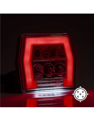 Piloto trasero LED con luz de matrícula FT-121 T LED BAJONET 5 pin, 4 funciones 12-36V, E9 11838 S1 R1 L 2a