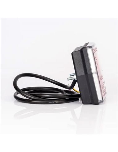 Piloto trasero LED con luz de matrícula FT-122 T cable 1 m, 4 func. 12–36V, E9 S1 R1 L 2a, difusor rojo stop