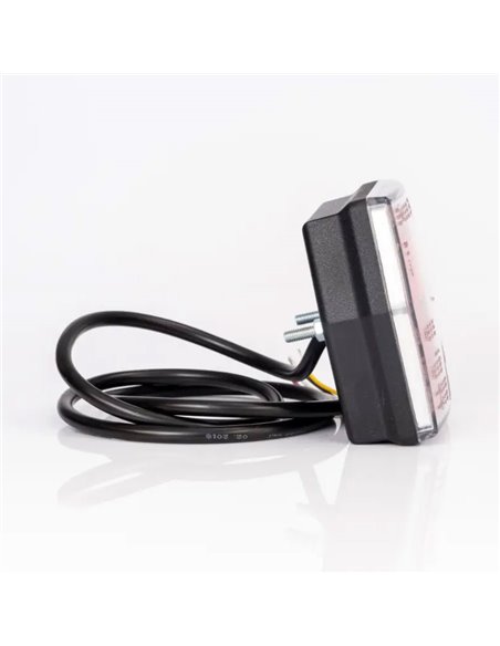 Piloto trasero LED con luz de matrícula FT-122 T cable 1 m, 4 func. 12–36V, E9 S1 R1 L 2a, difusor rojo stop