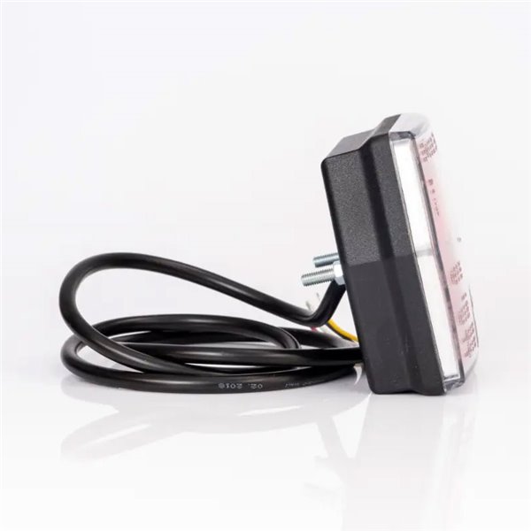 Piloto trasero LED con luz de matrícula FT-122 T cable 1 m, 4 func. 12–36V, E9 S1 R1 L 2a, difusor rojo stop