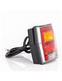 Lanterna traseira LED com luz de placa FT-122 Cabo T 1 m, 4 funções 12–36 V, E9 S1 R1 L 2a, difusor de parada vermelho