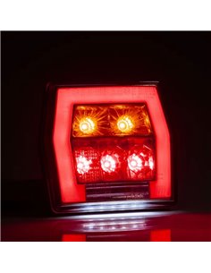 Piloto trasero LED con luz de matrícula FT-122 T cable 1 m, 4 func. 12–36V, E9 S1 R1 L 2a, difusor rojo stop 2