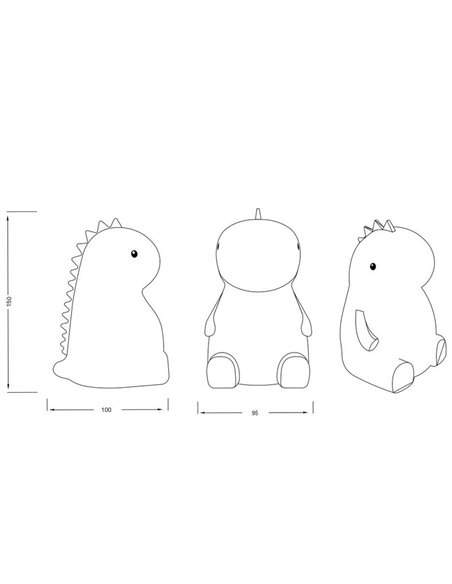 Luz noturna LED REXY Dinossauro para crianças, 40lm, 3000K + RGB IP20 Branco