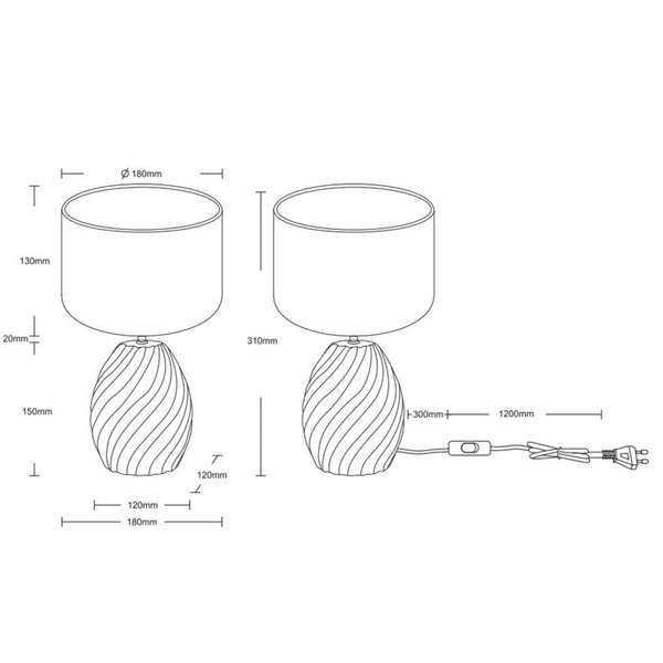 Lámpara de sobremesa cerámica MELVA 31cm bombilla excl. 1x E14 max. 40W Negro