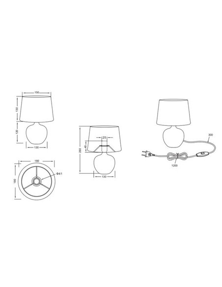 Lámpara de sobremesa cerámica imitación madera LUXOR bombilla excl. 1x E14 max. 40W IP20