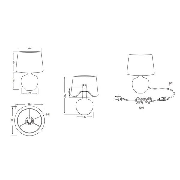 Luminária de mesa de cerâmica com efeito madeira LUXOR, lâmpada não incluída. 1xE14, máx. 40W, IP20