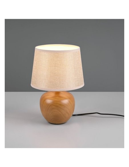 Luminária de mesa de cerâmica com efeito madeira LUXOR, lâmpada não incluída. 1xE14, máx. 40W, IP20