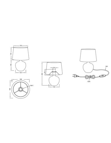Lámpara de mesa cerámica MELVA bombilla excl. 1x E14 max. 40W IP20 Níquel