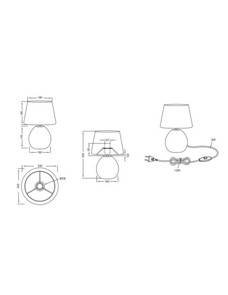 Lámpara de mesa cerámica LUXOR bombilla excl. 1x E27 max. 60W IP20 Dorado