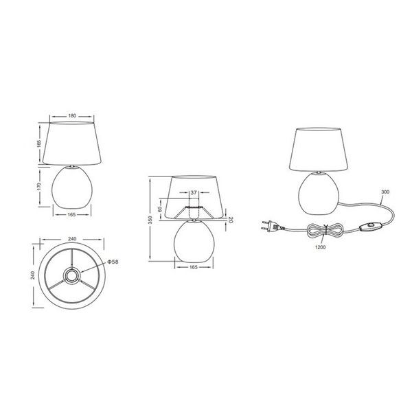 Lámpara de mesa cerámica LUXOR bombilla excl. 1x E27 max. 60W IP20 Dorado