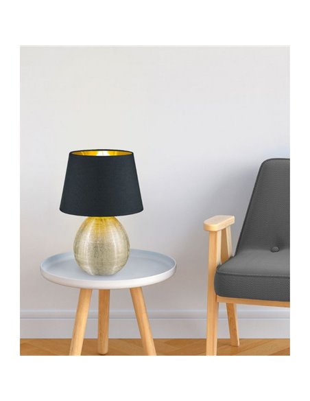 Lámpara de mesa cerámica LUXOR bombilla excl. 1x E27 max. 60W IP20 Dorado
