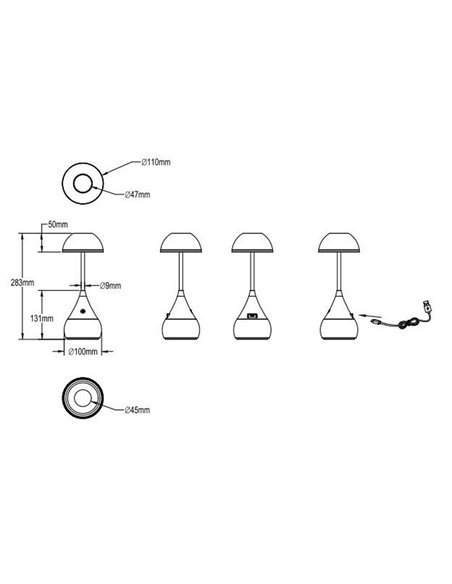 Lámpara de sobremesa LED base de purpurina 4,5W 420lm, 3000+4200+6500K + RGB IP20