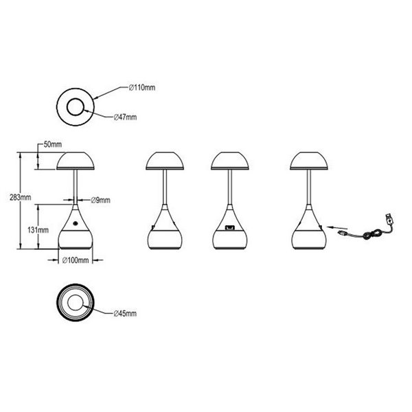 Candeeiro de mesa LED com base brilhante 4,5W 420lm, 3000+4200+6500K + RGB IP20
