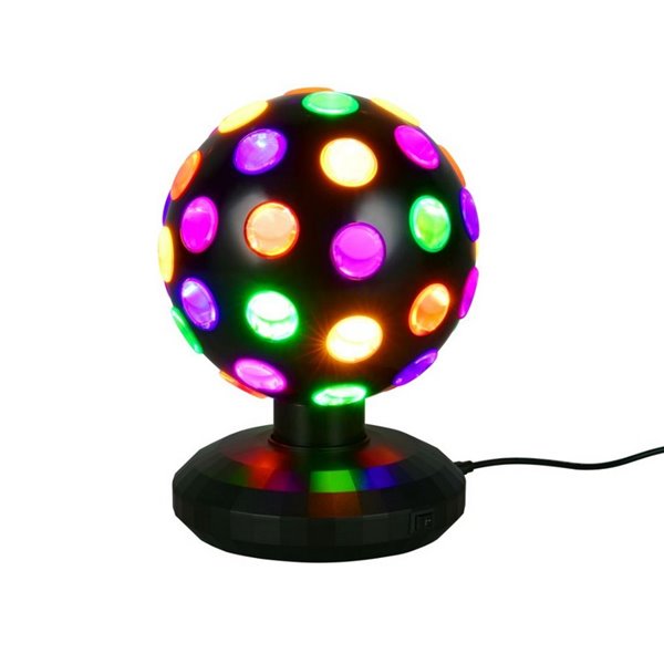 Luminária de mesa LED Ball com 50lm, 3000K + luzes coloridas RGB, IP20 preta