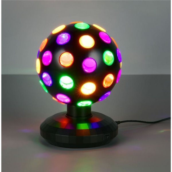 Luminária de mesa LED Ball com 50lm, 3000K + luzes coloridas RGB, IP20 preta