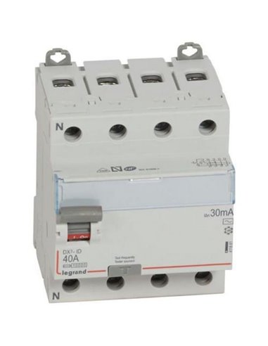 Interruptor diferencial Legrand DX³ 411661E, tetrapolar (4P), 40 A, 30 mA, tipo AC, 400 V