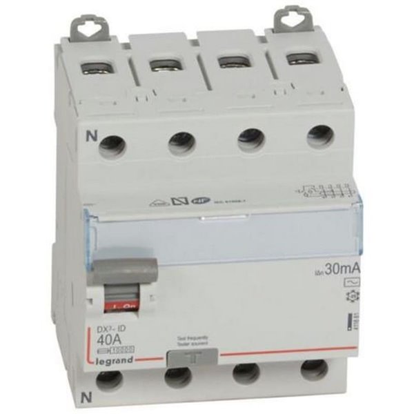 Interruptor diferencial Legrand DX³ 411661E, tetrapolar (4P), 40 A, 30 mA, tipo AC, 400 V