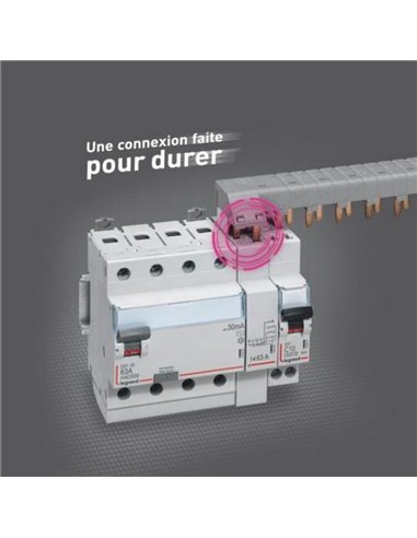 Disjoncteur différentiel Legrand DX³ tétrapolaire (4P), 63 A, 30 mA, type AC, 400 V, 411662E