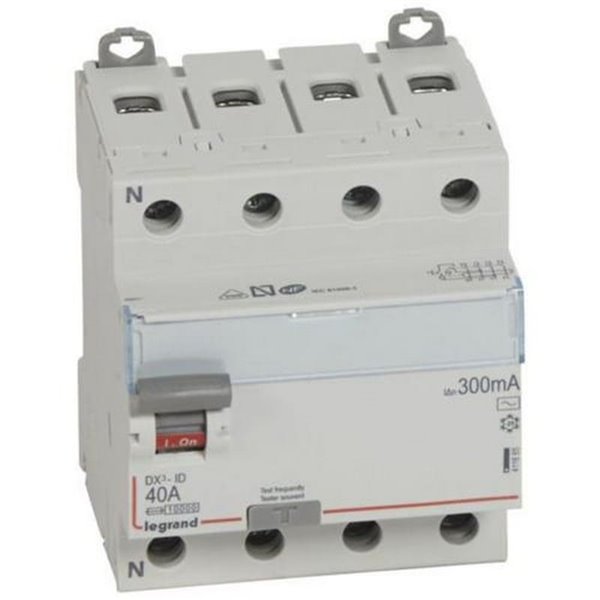 Interruptor diferencial Legrand DX³-ID 411665E, tetrapolar (4P), 40 A, 300 mA, tipo AC, 400 V
