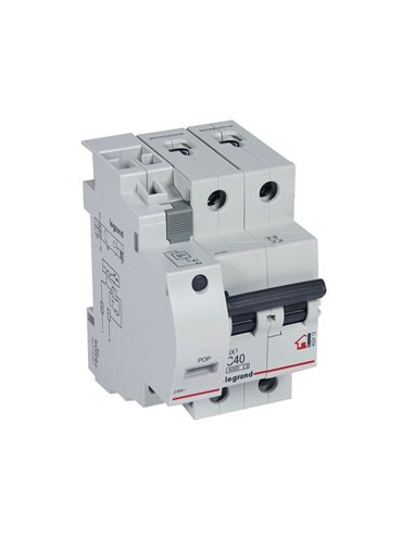 Protección contra sobretensiones permanentes Legrand RX³ 402412E, bipolar (2P), 40 A, curva C, 230 V, 3 módulos DIN, IP20
