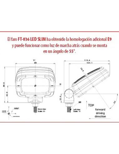 AR Faro LED de trabajo FT-036 LED SLIM 12–36V 1400Lm | Ultrafino | Homologado R10 AR E9 | Cable 1,5 m